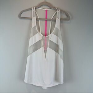 Lululemon White Pink If You’re Lucky Athletic Athleisure Workout Tank Top Size 4